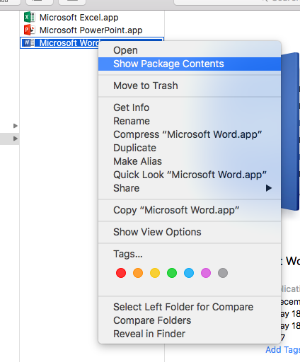 on microsoft word 2011 for mac increase folder & file name font size